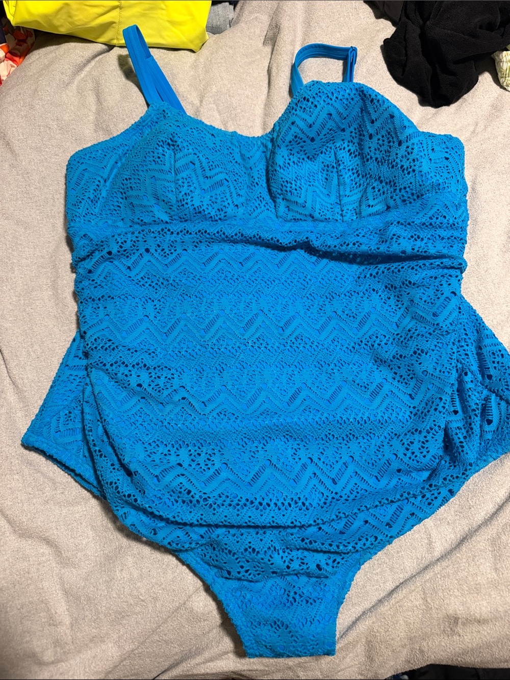 Torrid Crochet One-Piece Swimsuit in Bright Turquoise Blue (Sz 2)